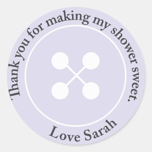 Custom |  Purple Button Baby Shower Favour Sticker