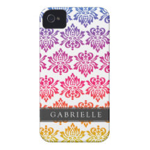 Custom Rainbow Damask iPhone 4 Case-Mate Cases