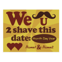 Custom Retro Mustache Save-The-Date postcard