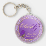 Custom Shades of Lavender Flower Girls Keepsake Keychains