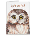 Custom Shocked Funny-Little Owl, 21st Birthday Greeting Card