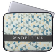 Custom Soft Blue Triangles Laptop Sleeves