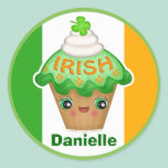 Custom St. Patrick's Irish Kawaii Cupcake Stickers stickers