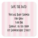 Custom Stickers -Retro Save the Date! Pink Stripe