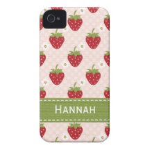 Custom Strawberry iPhone 4 Case Pink