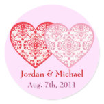 Custom Text Damask Heart Wedding Sticker