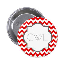 Custom Text or Monogram on Red Chevrons Pins