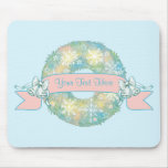 Custom Text Retro 50s Multicolor Christmas Wreath Mousepads