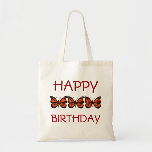 CUSTOM TOTE BUTTERFLY HAPPY BIRTHDAY BUDGET TOTE BAG