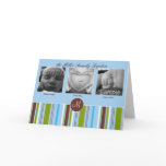 Custom Triplet Birth Announcement - Blue Card
