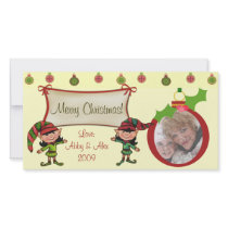 Custom Vintage Christmas Elves Photo Card