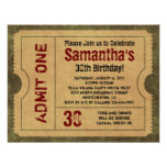 Custom Vintage Gold Admit One Ticket Invitations
