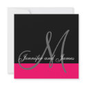 Custom Wedding Invitation Monogram Name Pink Black