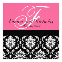 Custom Wedding Invitation Monogram Names Damask