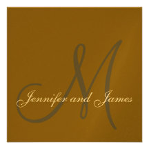 Custom Wedding Invitation Monogram Names Gold