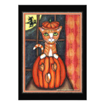 Custom Witch & Cat Halloween Party Invitation