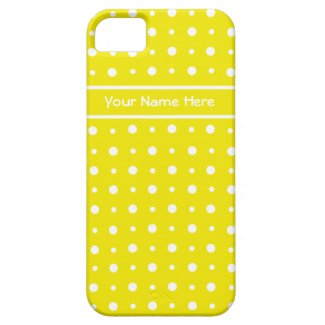 Custom Yellow iPhone 5 Case, White Polka Dots