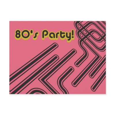 Customisable 80's Party Invitation Postcard by creativerebeldesign