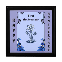 Customisable Anniversary gift box, blue daisy