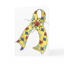 Customisable Autism Ribbon wifh Flower cards