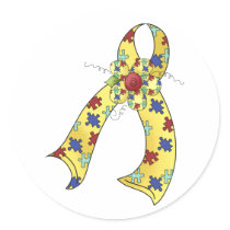 Customisable Autism Ribbon wifh Flower