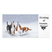 Customisable Bassets Howling Photo Card