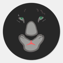 customisable beautiful black panther face. round sticker