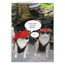 Customisable Biker Cat Greeting Card