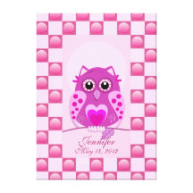 Customisable birth canvas print with Owl & text
