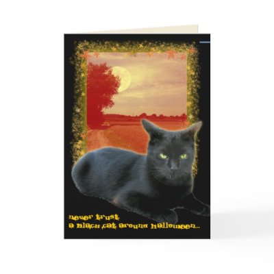 Customizable Black Cat Halloween Cards