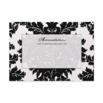 Customisable Black Damask Accomodations Card