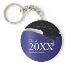 Customisable Blue and Black Graduation Keychain