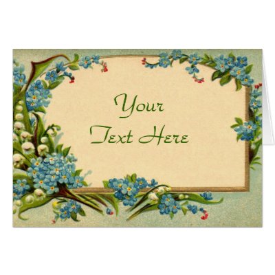 Customisable Blue Flowers Vintage Card by vintagegiftmall