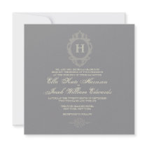 Customisable Charcoal & Cream Monogram Invitation