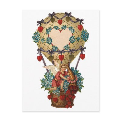Customizable Cherub in Hot Air Balloon Postcard
