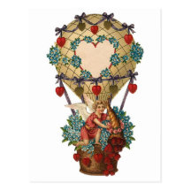 Customisable Cherub in Hot Air Balloon Postcard