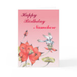 Customisable: Chinese flowers and bird Greeting Card