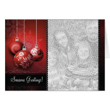 Customisable Christmas Card Template - Red Baubles