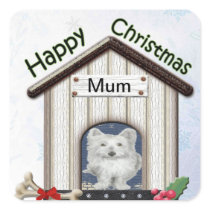 Customisable Christmas Westie Dog Gifts Square Sticker