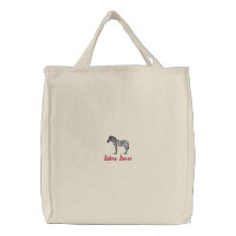 Customisable Embroidered Zebra Tote Bag