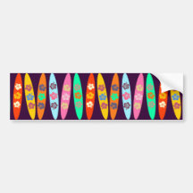 Customisable Flowered Surfboards Bumper Stickers
