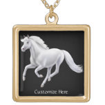 Customisable Galloping White Horse Necklace