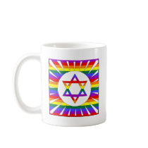 Customisable Gay Pride Rainbow Star of David Coffee Mugs