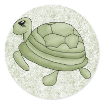 Customisable Green Turtle Gifts and Tees Round Stickers