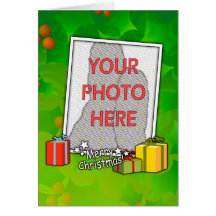 Customisable Holly &boxes Christmas photo gifts Card