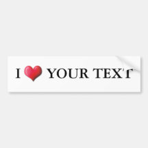 Customisable I Heart Bumper Sticker 0001
