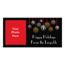 Customisable Leopard & Zebra Ornaments Custom Photo Card
