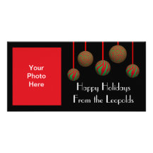 Customisable Leopard & Zebra Xmas Ornaments Picture Card