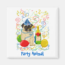 Customisable Party Pug Celebration Tees and Gifts Magnet