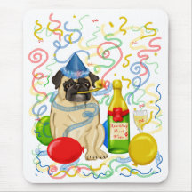 Customisable Party Pug Celebration Tees and Gifts Mousemat